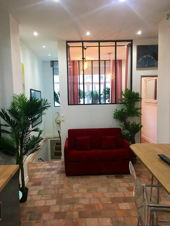 In the gardens of the Eiffel Tower. Air-conditioned